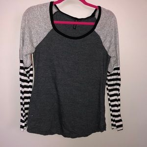 Gray and black striped shirt
